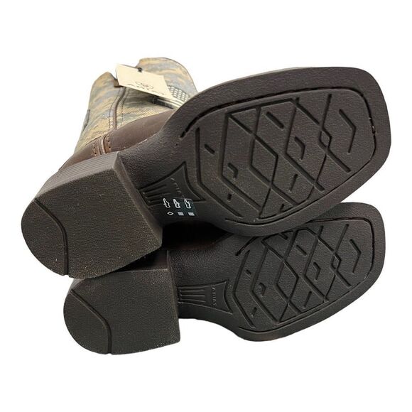 ARIAT BOOTS Kids 8 CAMO PATRIOTIC WESTERN SQUARE TOE CHILDREN USA FLAG Brown - Picture 8 of 11